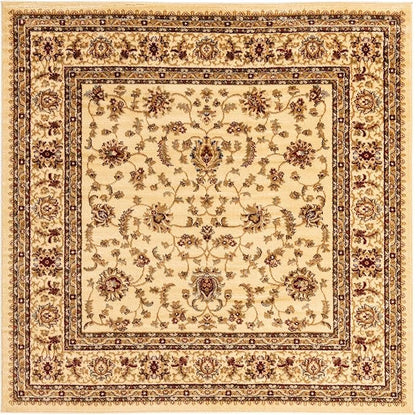Rugs.com Aditi Collection Rug – 6' Square Cream Low Rug Perfect for Living Rooms, Kitchens, Entryways