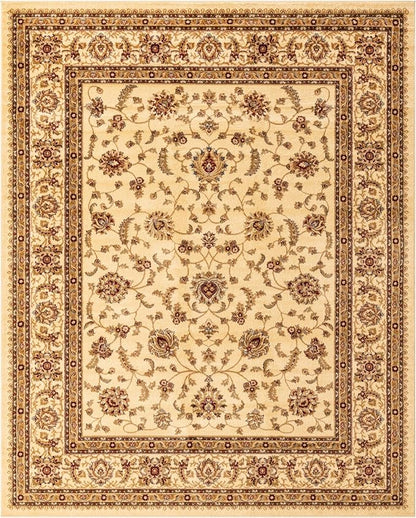 Rugs.com Aditi Collection Rug – 7' 10 x 10' Cream Low Rug Perfect for Living Rooms, Large Dining Rooms, Open Floorplans