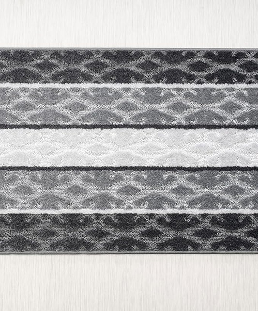 Custom Size Hallway Runner Rug, Slip Resistant, 26 Inch Wide x Your Choice of Length Size, Damask Anthracite, 26 Inch X 3 Feet, Sold and Priced Per Foot