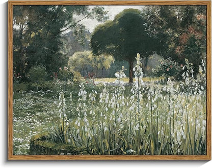InSimSea Framed Canvas Wall Art Vintage Decor, Landscape Wall Art for Living Room, Summer Hyacinths Vintage Prints Wall Decorations for Living Room Bedroom Office, 11"x14"