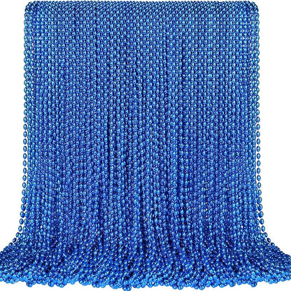 100 PCS Blue Bead Necklace, Blue Mardi Gras Christmas Oval Beads, 30.5" 4th of July Patriotic Beads Necklaces, Parade Throw Accessories for Independence Day Mardi Gras Hanukkah Pirate Theme Party