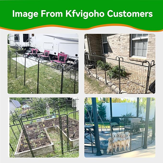 Dog Playpen Outdoor 16 Piece Panels Heavy Duty Dog Fence 47" Height Anti-Rust with Doors Portable for RV Camping Yard, Total 36FT, 103 Sq.ft, Snowy Black