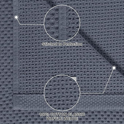 Homaxy 100% Cotton Kitchen Towels and Dishcloths Set, 12 x 12 Inches and 13 x 28 Inches, Set of 8 Bulk Kitchen Towels Set, Ultra Soft Absorbent Dish Cloths for Washing Dishes, Dark Grey