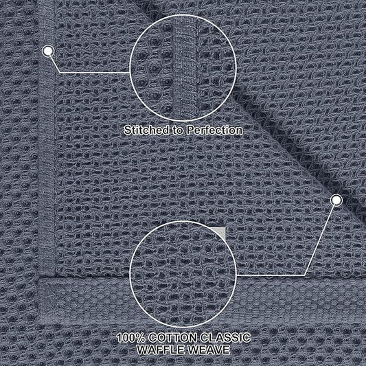 Homaxy 100% Cotton Kitchen Towels and Dishcloths Set, 12 x 12 Inches and 13 x 28 Inches, Set of 8 Bulk Kitchen Towels Set, Ultra Soft Absorbent Dish Cloths for Washing Dishes, Dark Grey