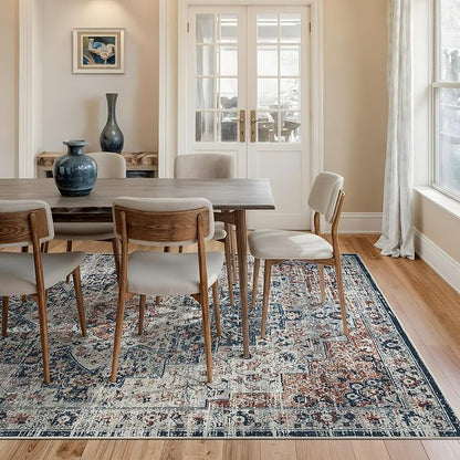 Bloom Rugs Caria Washable Non-Slip 9x12 Rug - Terracotta/Teal Traditional Area Rug for Living Room, Bedroom, Dining Room, and Kitchen - Exact Size: 9' x 12'