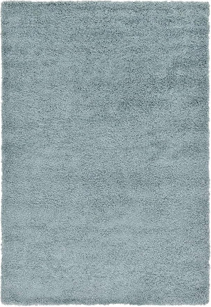 Unique Loom Solid Shag Collection Area Rug (6' 1" x 9' Rectangle, Light Slate Blue)