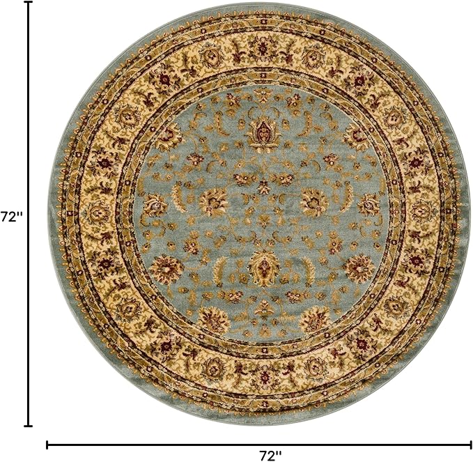 Rugs.com Aditi Collection Rug – 6' Round Light Blue Low Rug Perfect for Kitchens, Dining Rooms