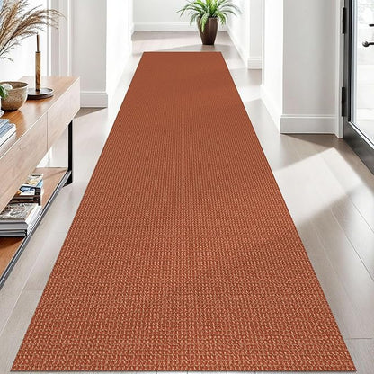 EARTHALL Woven Runner Rug 3x10 Ft Washable Runners for Hallways Long Non Slip Rubber Backed Kitchen Runner Braided Indoor Floor Carpet Runners for Entryway, Hallway, Kitchen, Rustic Orange/Tan