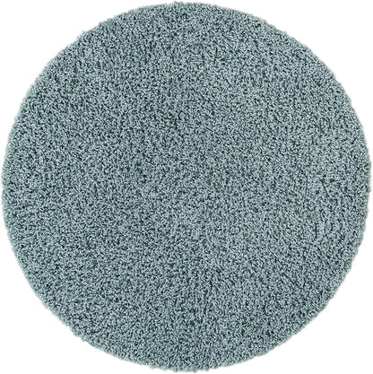 Unique Loom Solid Shag Collection Area Rug (4' 1" Round, Light Slate Blue)