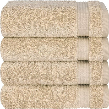 Cotton Paradise Hand Towels for Bathroom, 100% Cotton Turkish 4 Piece Hand Towel Set, Soft Absorbent Face Towels, Beige Hand Towels