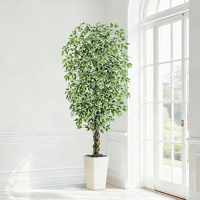Artificial Ficus Tree (1, Crack-White, 6FT)