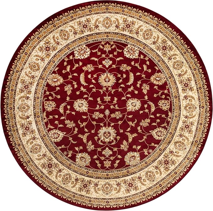 Rugs.com Aditi Collection Rug – 13 Ft Round Red Low Rug Perfect for Kitchens, Dining Rooms