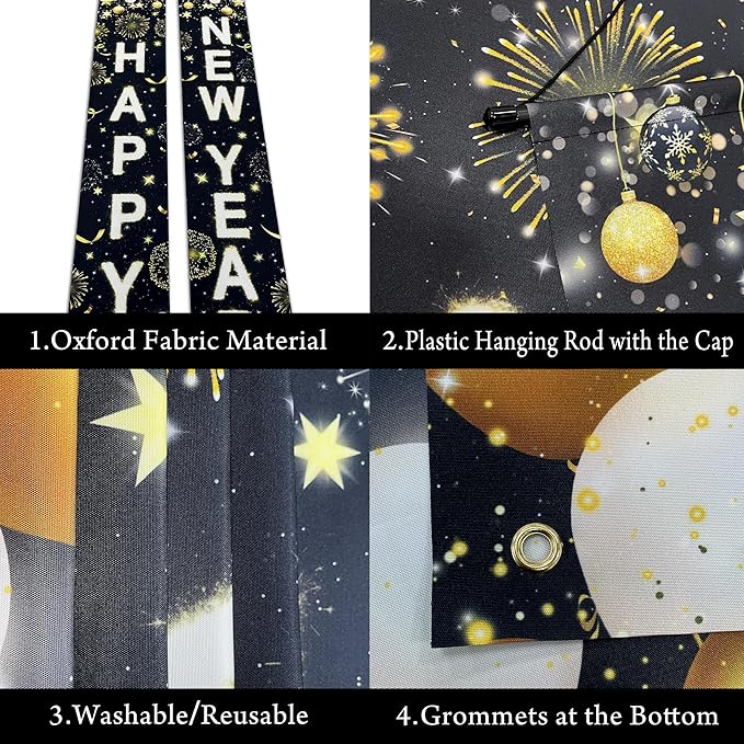 KatchOn, XtraLarge Happy New Year Banner - 72x12 Inch | Porch Banner for New Years Eve Party Supplies 2026, Nye Decorations 2026 | Happy New Years Decorations 2026 | Nye Decor 2026