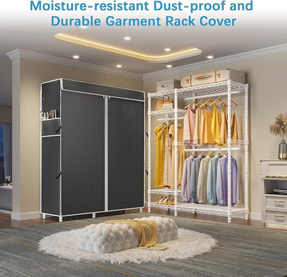 VIPEK V2C Heavy Duty Clothes Rack with Upgraded Polyester Cover, Metal Portable Closet with Adjustable Shelves & Hanging Rods, Freestanding Wardrobe Closet for Bedroom, Max Load 700LBS