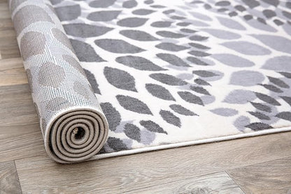 Rugshop Modern Floral Circles Design for Living Room,Bedroom,Home Office,Kitchen Non Shedding Round Rug 6' 6" Gray (6' 6" Diameter)