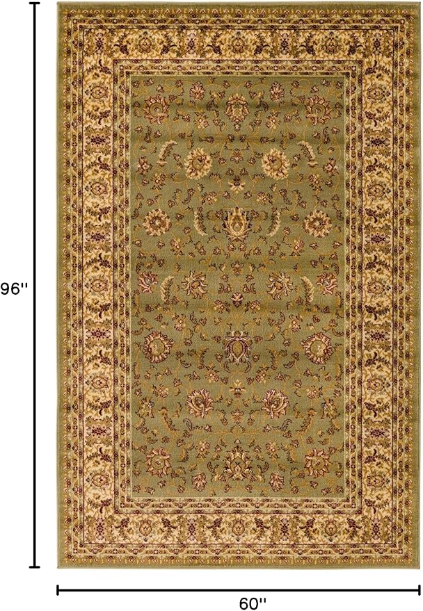 Rugs.com Aditi Collection Rug – 5' x 8' Green Low Rug Perfect for Living Rooms, Large Dining Rooms, Open Floorplans