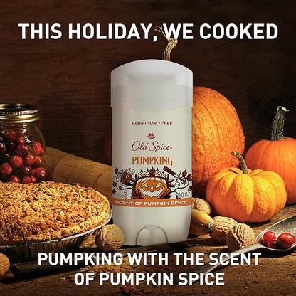 Old Spice Aluminum Free Deodorant for Men, Holidudes Limited Edition, 24/7 Holiday Freshness, Odor Protection, Stocking Stuffer, PumpKing Pumpkin Spice Scent, 3.0 oz
