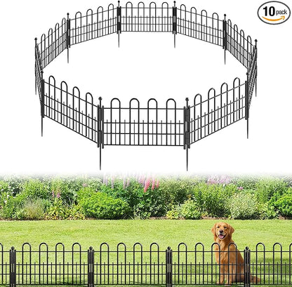 10 Panels Garden Fence with Latch Gate, 11.81in (H) X 16.42ft(L) Animal Barrier Fence with 1in Gaps for Rabits, Dog Fencing Outdoor for Yard, Flower Beds, Patios, Vegetable Patches