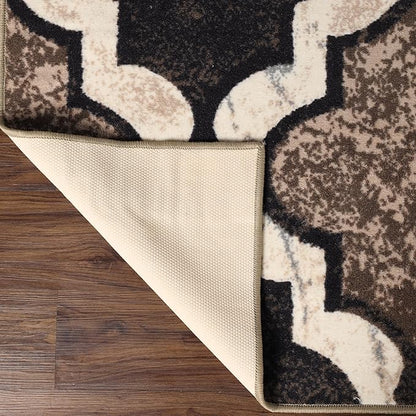Superior Indoor Area Rug, Plush Carpet Cover, Perfect for Kids or Pets, Hallway, Entryway, Living Room, Dining, Bedroom, Office, Kitchen, Modern Geometric Trellis, Viking Collection, 12' x 18', Ivory