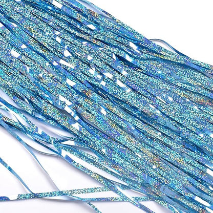 BRAVESHINE Light Blue Tinsel Foil Fringe Curtains - 2Pcs 3.2x8.2 ft Metallic Holiday Streamers Backdrop for Christmas/Winter’s Snowflake/Frozen/Birthdays/Mermaid/Bachelorette/Engagement Party Decor