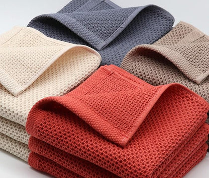 Mia'sDream Natural Cotton Tidy Dish Cloths Rags, Waffle Weave Towels, Soft and Absorbent Kitchen Hand Towel Washcloths, 12x12 inch 6 Pack (Dark Gray)
