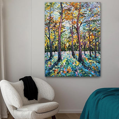 Art 40x28 inch Hand-Painted Abstract Forest Landscape Oil Painting Modern Art Wall Decoration