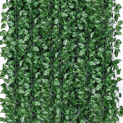 300 Pack 2200 Feet Fake Greenery Hanging Garland, Artificial Ivy Leaf Plants, Vine Leaves, Flowers Foliage for Bedroom Garden Wall Decor