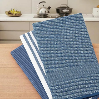 Homaxy Premium Kitchen Towels(18”x 28”, 9 Pack), Large Cotton 380 GSM Kitchen Hand Towels, Soft and Absorbent Terry Dish Towels, Multipurpose Tea Towel Set with Hanging Loop, Navy Blue