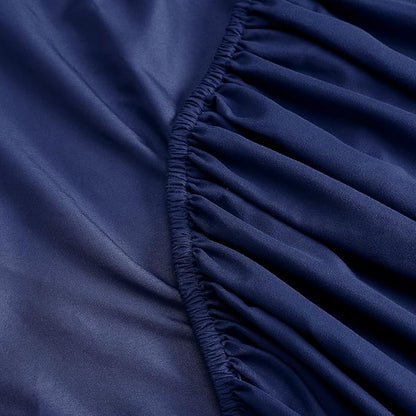 Serta Simply Clean Super Soft Hypoallergenic Stain Resistant Deep Pocket 3 Pieces Solid Bed Sheet Set, Twin XL, Navy