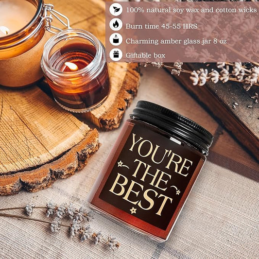 You're The Best Scented Candles - Bestie Gift for Women - Friendship, Birthday, Christmas, Thank You, Appreciation Gifts for Coworker, Best Friend, Sister, Mom - Natural Soy Candle for Home