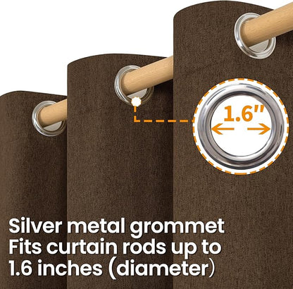 BGment Brown Linen Curtains for Living Room 108 Inch Length 2 Panels Set, Chocolate Window Drapes Textured Light Filtering for Bedroom Laundry Privacy Rustic Burlap with Grommet, Each 52 Inch Wide