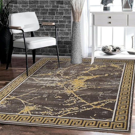GLORY RUGS Area Rugs Marble 2x7 Brown Carpet Modern Abstract Rug Living Room Dining Bedroom Rug