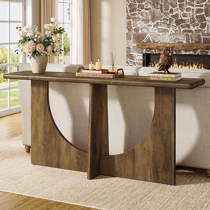 Tribesigns Console Table for Entryway, 71-Inch Farmhouse Entryway Table with Sturdy Geometric Frame, Extra Long Sofa Console Behind The Couch for Living Room, Foyer, Entrance, Rustic Brown