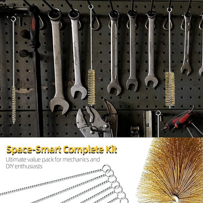 7Pcs Wire Tube Brushes Set,Brass Bottle Brush ,12" Long Wire Bore Brushes for Deep Cleaning Pipes,Tubes,Narrow Spaces, Engine Parts, Home Brew(1/4"-1" Sizes)
