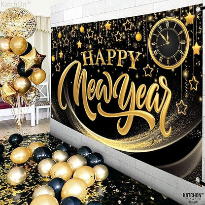 KatchOn, XtraLarge Happy New Year Banner - 72x44 Inch | Happy New Year Backdrop for New Years Decorations 2026 | NYE Eve Banner for NYE Decorations 2026 | New Years Eve Party Supplies 2026