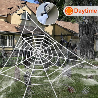 Giant Spider Webs Decoration Outdoor,Halloween Spider Web for Scary Halloween Yard Decorations,Halloween Decorations Outdoor