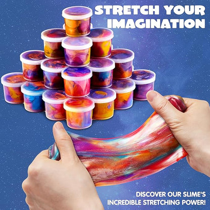 JOYIN Slime Party Favors, 36 Pack Galaxy Slime Cup - Stretchy, Non-Sticky, Mess-Free, Stress Relief, and Safe - Toys for Girls and Boys - Classroom Reward, Party Supplies