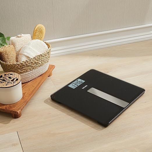 Taylor Light Powered Digital Bath Scale, Large and Durable Platform, Light Powered Panel with Endless Power, No Batteries Needed, Energy-Saving, Easy to Use, High 400 lb Capacity, Black