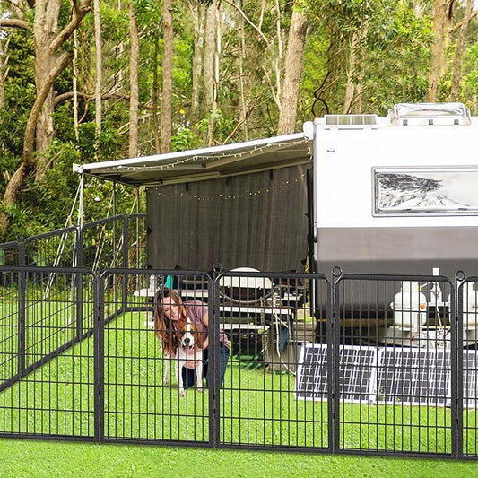 Dog Playpen Outdoor, 40" Height 34 Panels Pet Fence with Low Threshold Full Gate, Large Dog Fence Outdoor for Yard, Heavy Duty Pet Playpen Metal Play Pen Fence for RV Camping