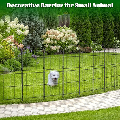 PINPON Decorative Garden Fence 10 Panels 37.5in (H) x 10.4ft (L) Border Animal Barrier, Rustproof Metal Wire Landscape Wire Edge Flower Bed Fencing for Patio Yard Outdoor Decor, Arched
