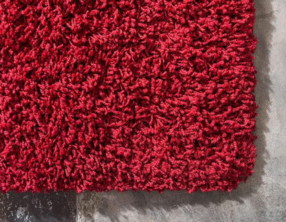Unique Loom Solid Shag Collection Area Rug (2' 6" x 13' 1" Runner, Cherry Red)