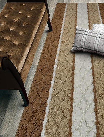 Custom Size Damask Hallway Runner Rug Slip Resistant, 26 Inch Wide x Your Choice of Length Size, Beige, 26 Inch X 26 Feet, Sold and Priced Per Foot