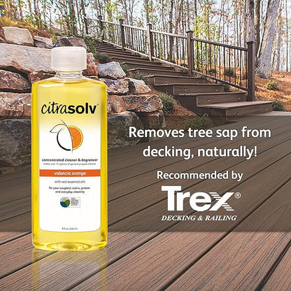 Citra Solv Concentrated Cleaner & Degreaser, Deodorizer, Home & Outdoor, Adhesive Remover, Paint Thinner, Natural Orange Oil, Valencia Orange 8 Fl Oz
