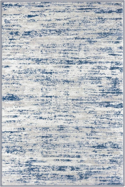 Modern Abstract Entryway Rug Indoor 2x3 Washable Rug Non-Slip Soft Small Area Rug Blue White Kitchen Mats Thin Print Faux Wool Floor Carpet Throw Rugs for Entrance Bedroom Office Home Decor