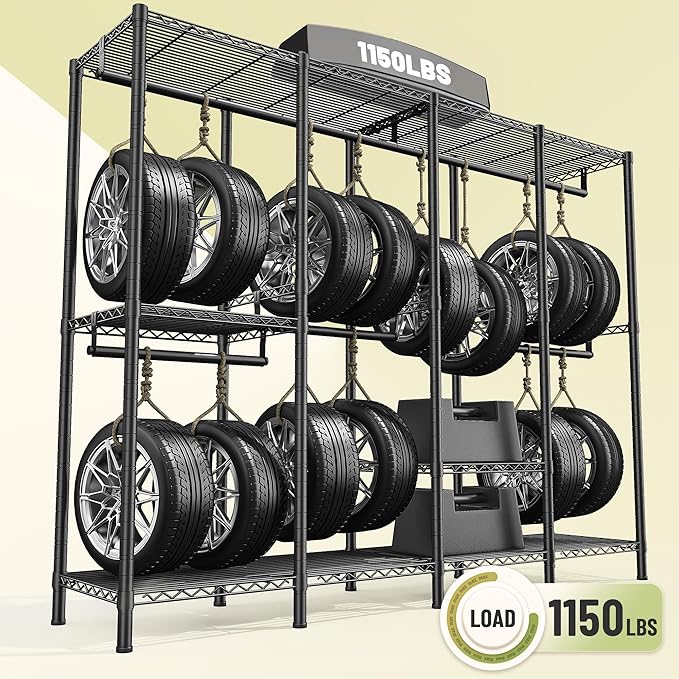 Raybee Clothes Rack for Hanging Clothes,Clothing Rack with Shelves,Portable Closet,Adjustable,76" W x 77" H x 18" D,Max Load 1150lbs,Black