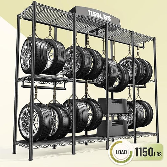 Raybee Clothes Rack for Hanging Clothes,Clothing Rack with Shelves,Portable Closet,Adjustable,76" W x 77" H x 18" D,Max Load 1150lbs,Black