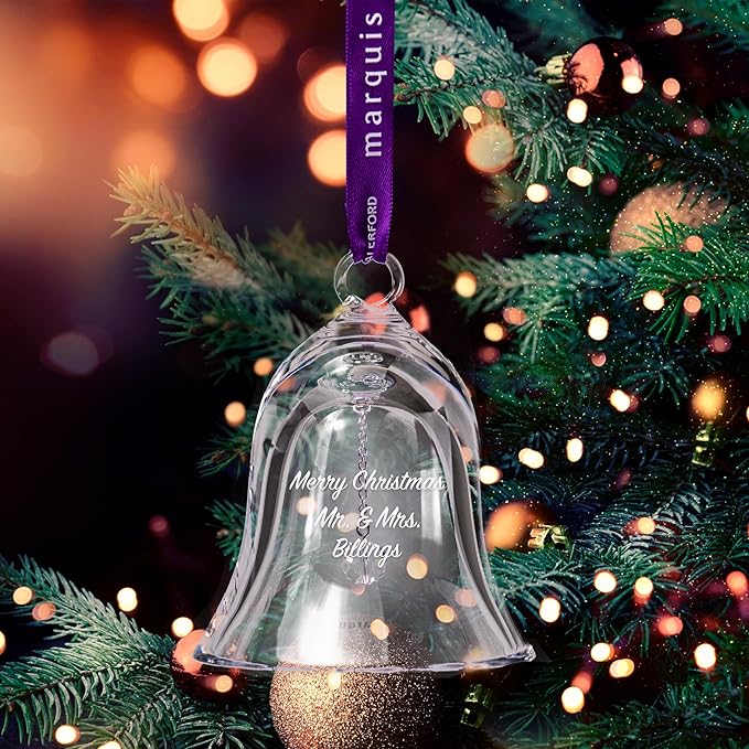 Marquis by Waterford Personalized 2025 Holiday Bell Ornament, Custom Engraved Crystal Bell Christmas Ornament for Chistmas Tree, Holiday Decoration