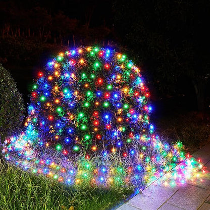 BlcTec Outdoor Christmas Lights 200 LED 8.4ft x 5.2ft Christmas Net Lights with 8 Modes, UL Certified, Timer, Connectable, Waterproof Design for Bushes, Shrubs Outdoor Xmas Decorations, Multicolor