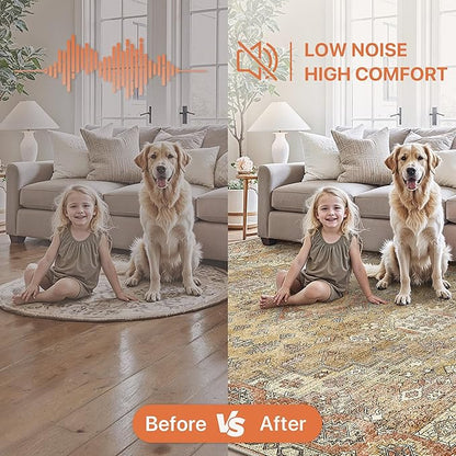 GENIMO 2x5 Washable Runner Rug for Hallway, Vintage Non Slip Low Pile Carpet, Soft Lightweight Printed Rug for Entryway, Kitchen, Corridor & Home Office, Taupe Mocha