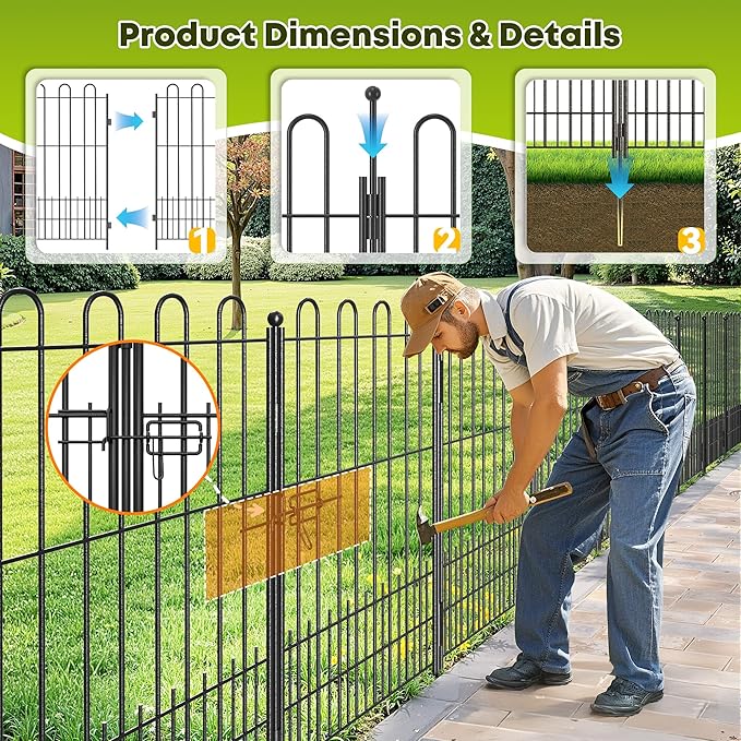5 Panels Dog Fence Outdoor for Yard, 39.5in (H) x 11.5ft (L) Dog Fence for Garden